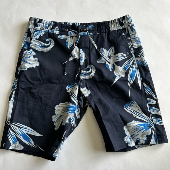 NN07 No Nationality Seb Shorts Mens 36 Blue Floral Beach Drawstring Pockets B61 - Picture 6 of 7